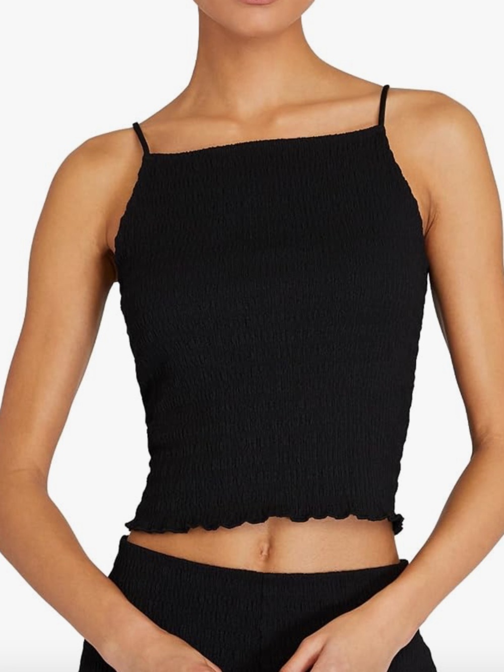 Club Monaco Women's Mock Smock Knit Top Black Square-Neck Cami M